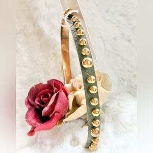 New w/tag GORGEOUS Scunci HEADBAND with Gold Beading.Headband is a greenish grey